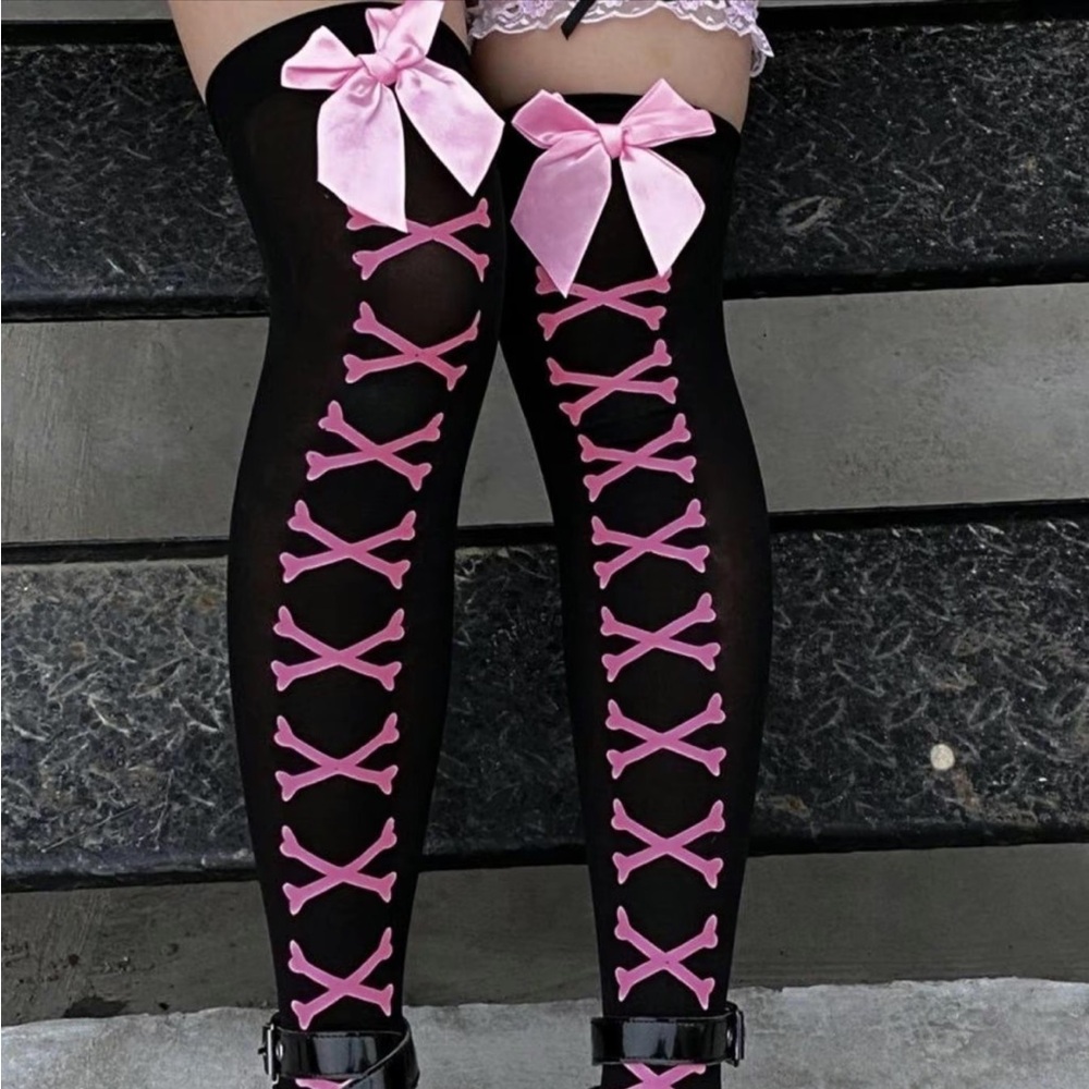 Pink Black Goth Grunge Punk Gothic Alternative Emo Scene Scenecore Socks